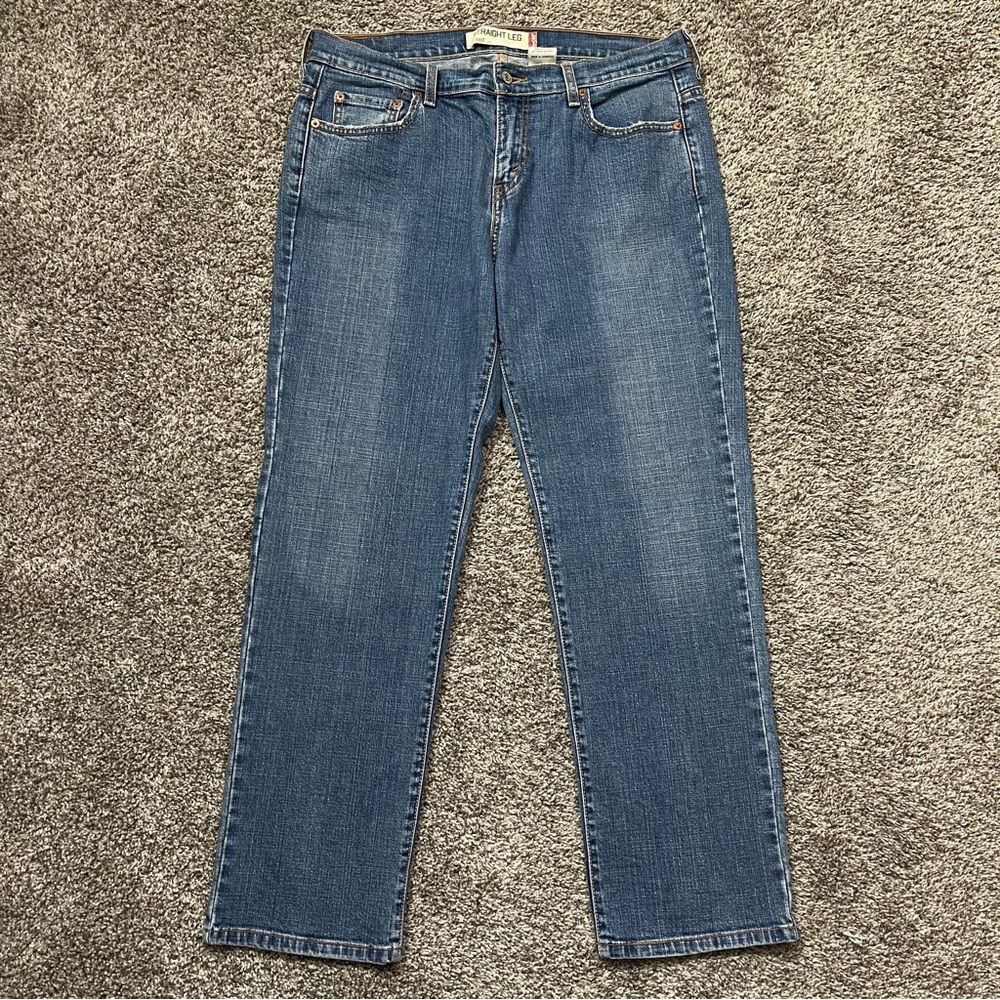 Levi's 505 Straight Leg Medium Wash Stretch Denim Jeans Size 12S
